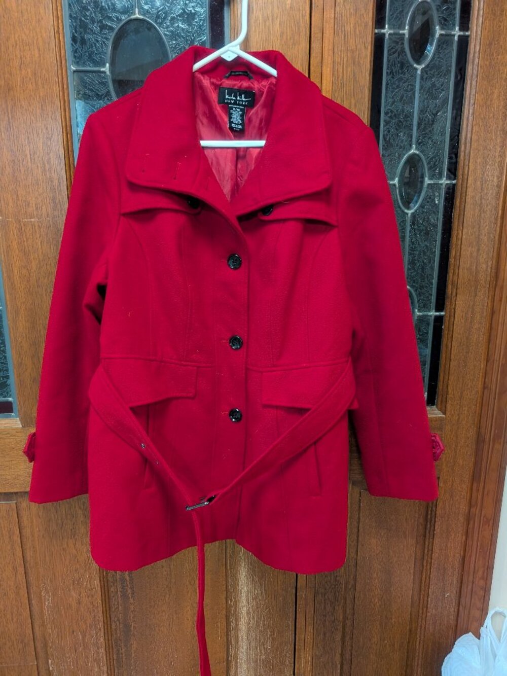 Womens RED peacoat, size XLarge